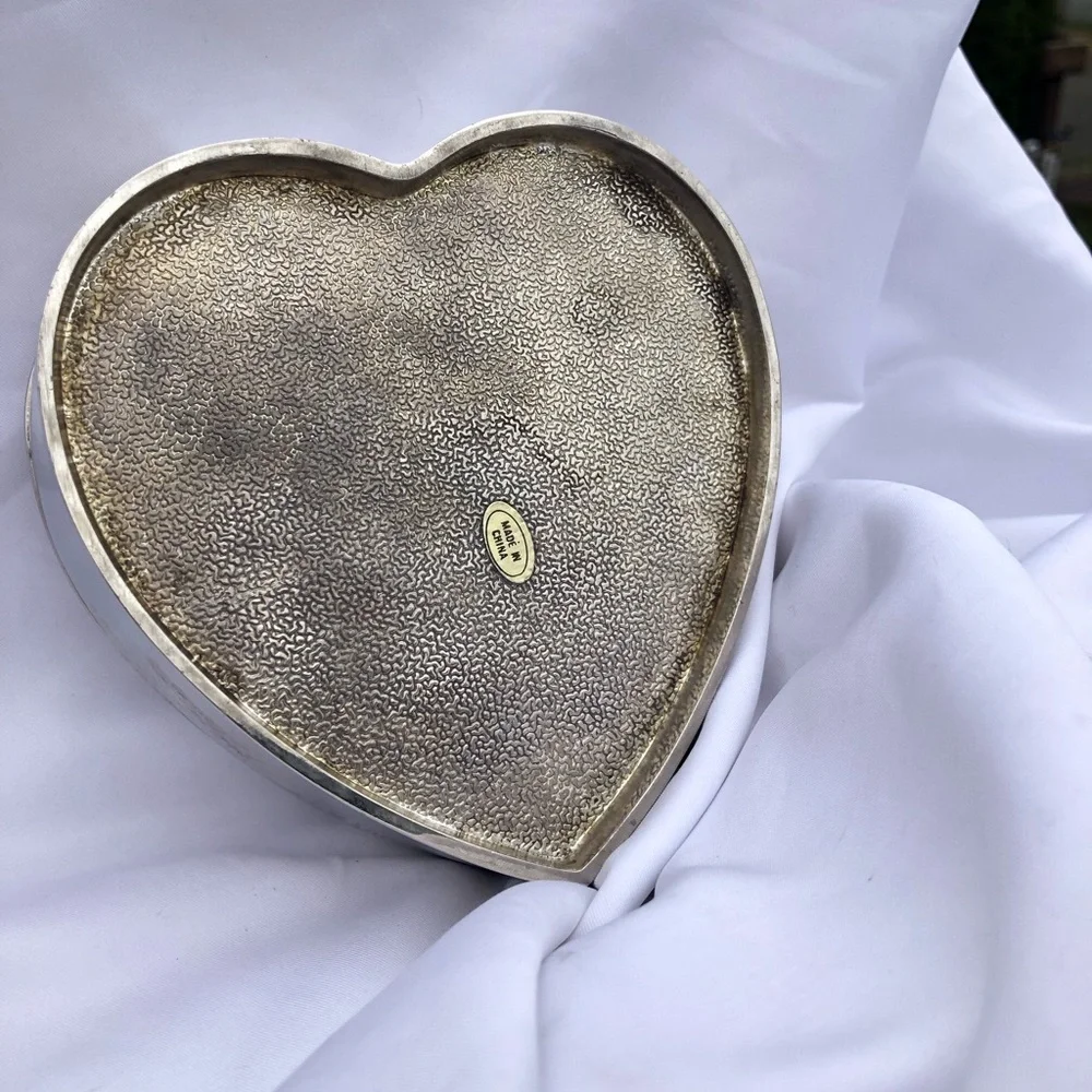 Antique heavy silver lined jewelry box